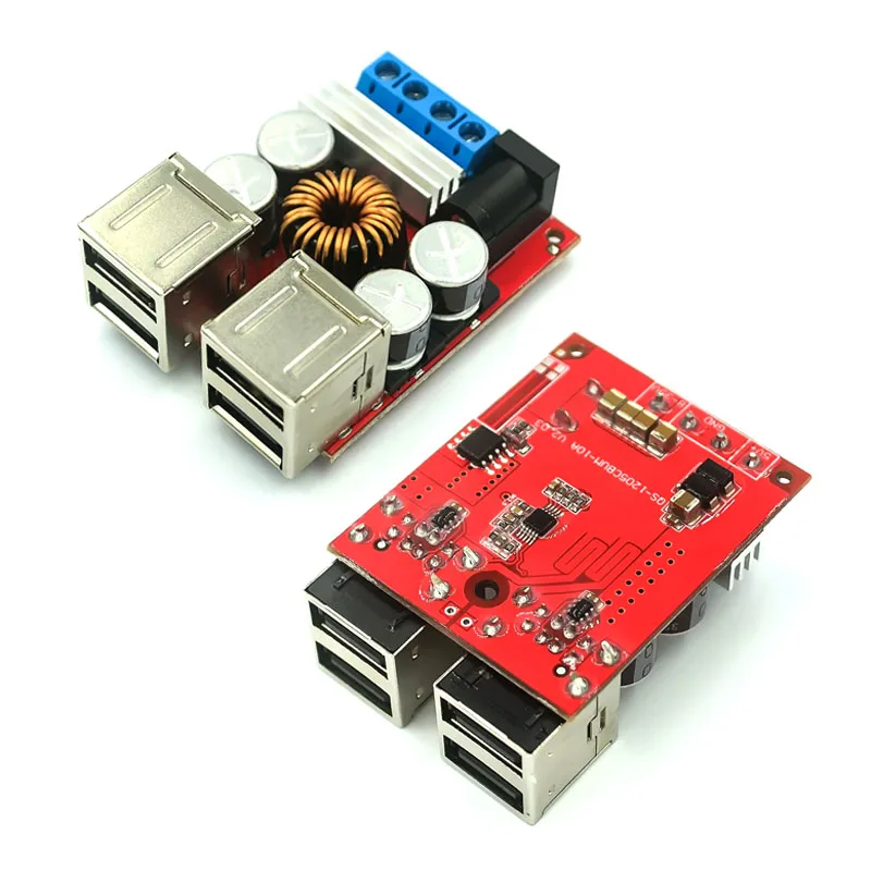 1pcs DC-DC Vehicle Charging Board 8V-35V to 5V 8A Power Supply Depressurization Module 4 Port USB Output Mobile Charger