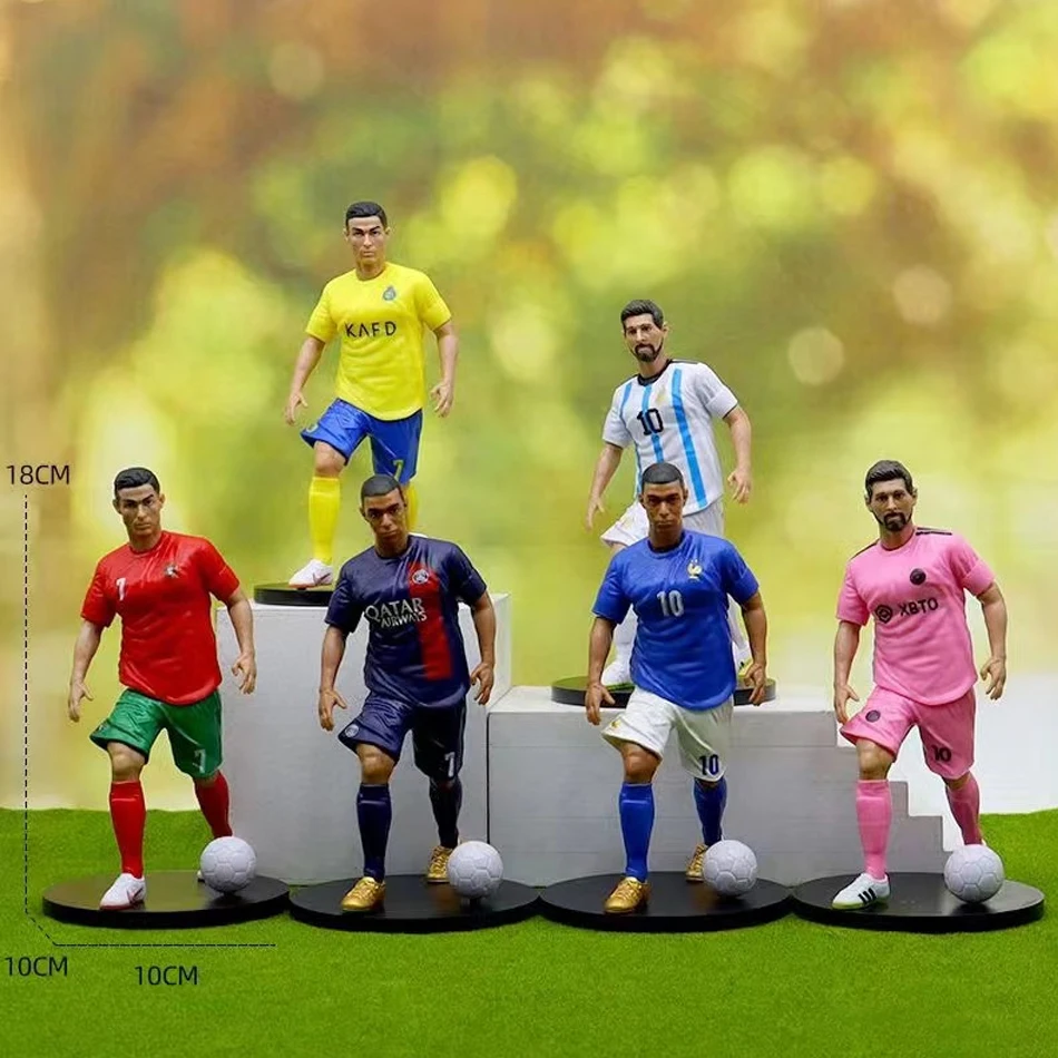 6pcs New Football Star FIFA C.Ronaldo  Messi Mbappe Model Dolls Cartoon Cute Action Figure Car Accessories Football Fans Gifts