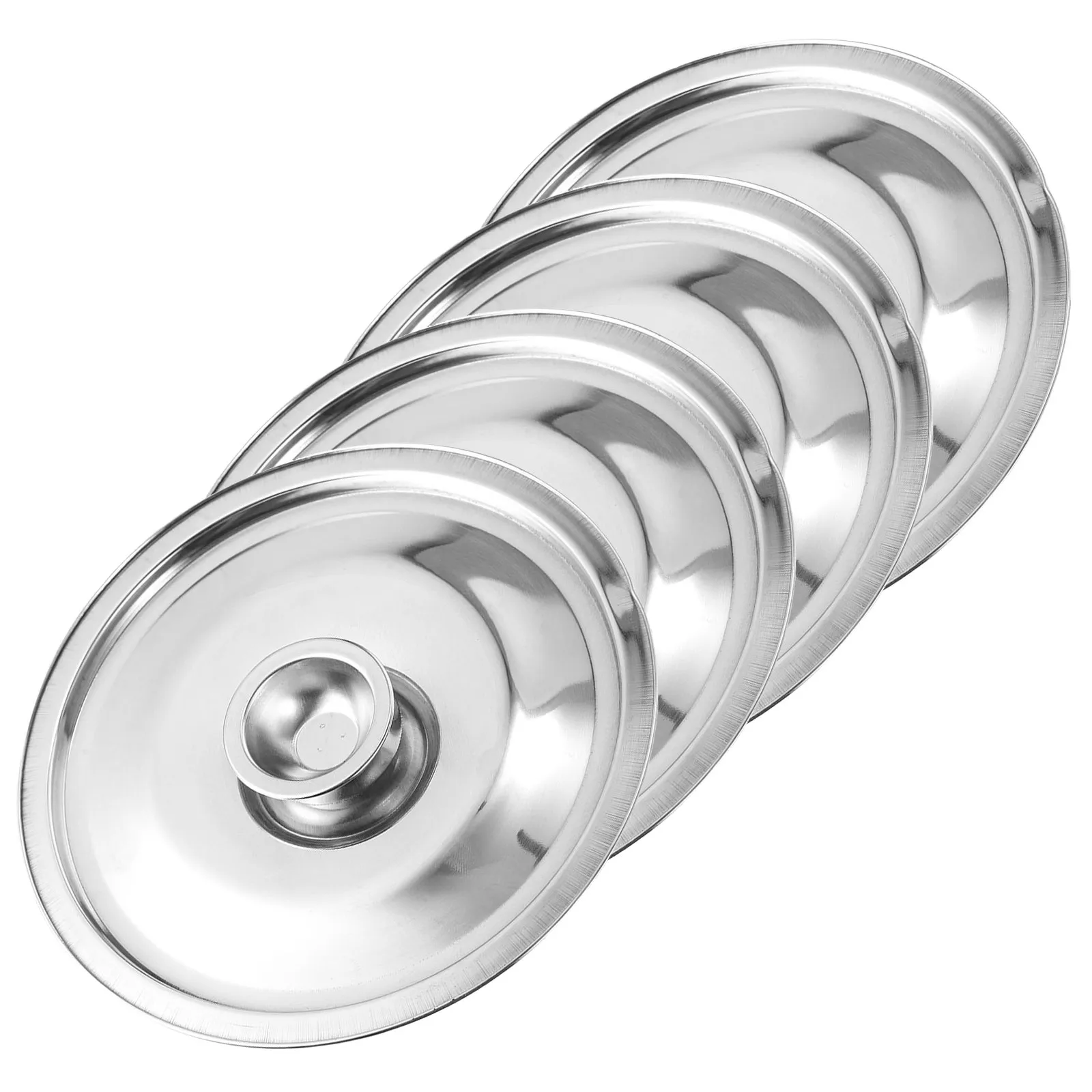 Juego de 4 Tapas de Acero Inoxidable de 5.5 Pulgadas (14 cm) para Ollas, Tapas Universales para Frascos de Condimento, Botellas de Aceite, Utensilios de Cocina, Restaurantes y Cocinas