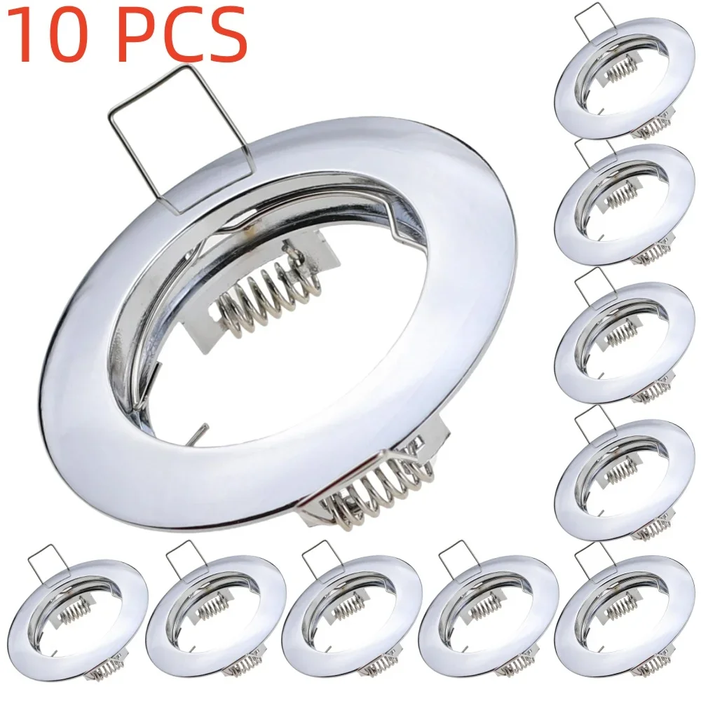 JOYINLED 2/10 Pack Aluminum Recessed Spotlight Frame GU10 MR16 Downlight Trim Lamp Holder Ceiling Mount Fixture Round Frame