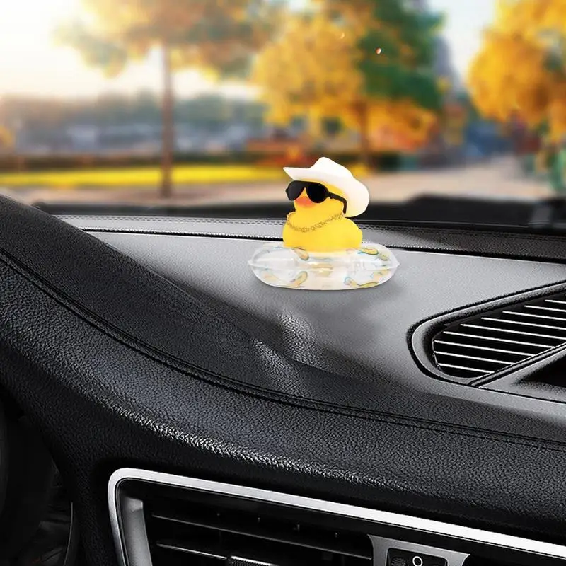 cute Cowboy Rubber Duck Squeaky Duck Yellow Rubber Duck Bath Party Toy Duckies Car Rubber Dashboard Decoration Baby Bath Toys