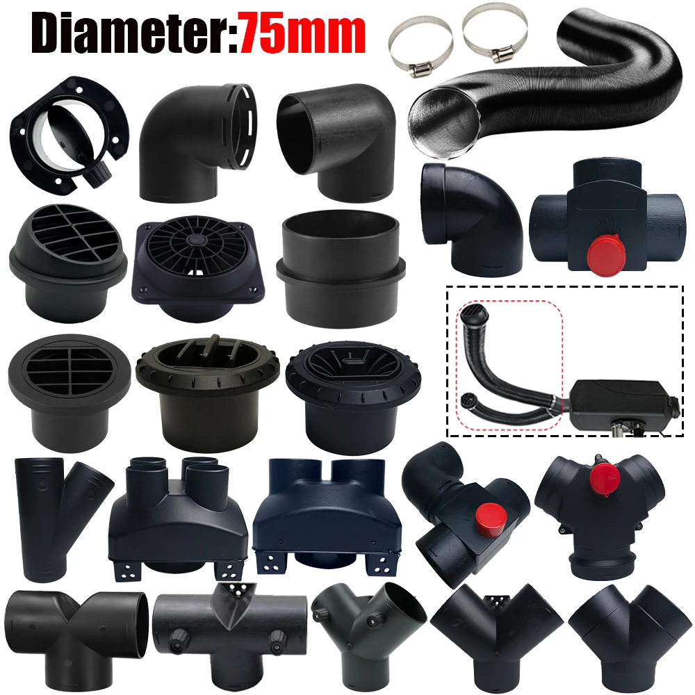 2M Length 75mm Diameter Air Diesel Heater Duct Pipe Tube Hose Outlet Exhaust Joiner Connector for Webasto Eberspaecher
