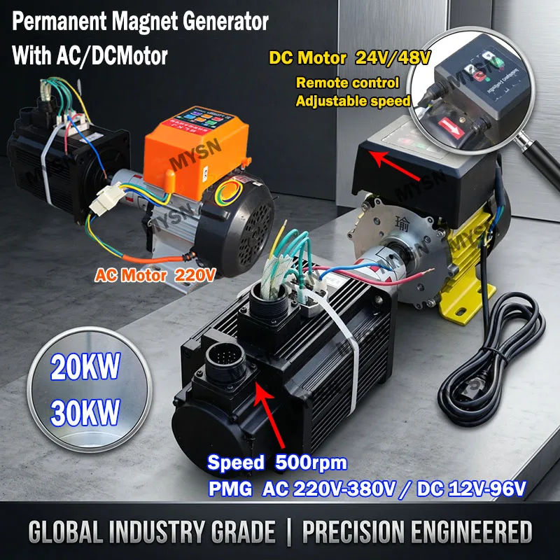 

Free Energy 20KW 30KW Generator Set 220v 240v 380v Permanent Magnet Generator AC/DC Alternator Magnetic Dynamo Brushless PMG