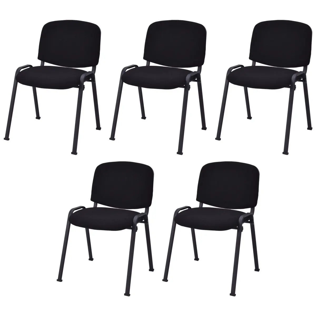 5 PCS Conference Chair Set W/Steel Frame,Ergonomic Design,Sponge Seat and Back,Stack Chair for Study Waiting Room Guest Receptio