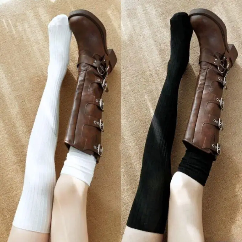 

Женские сапоги, длинные носки, гольфы, дышащие удобные осенние и зимние японские повседневные чулки JK, высокие носки в стиле Харадзюку