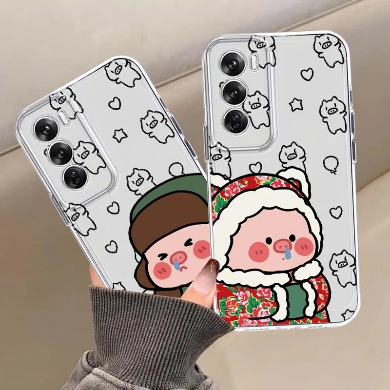 

Cute Pig Anime Art Phone Case For OPPO A11 A16 A55 A56 A57 A72 A52 A73 A74 A54 A76 A78 Find X5 X6 X7 Ultra Pro 5G Transparent