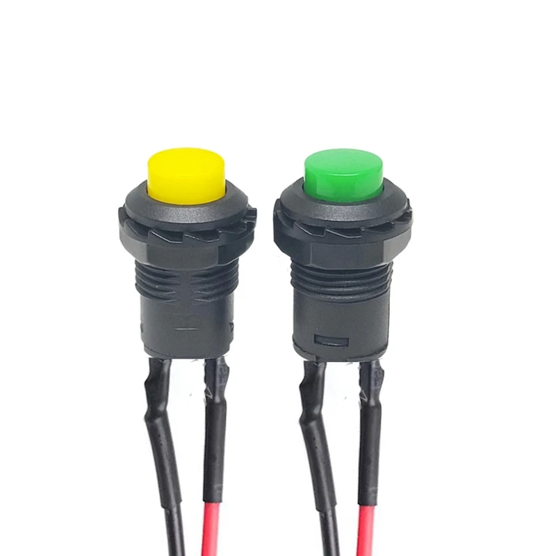 10pcs DS-427 Round button switch DS428 Self-locking without locking self-reset button switch with cable hole 12MM