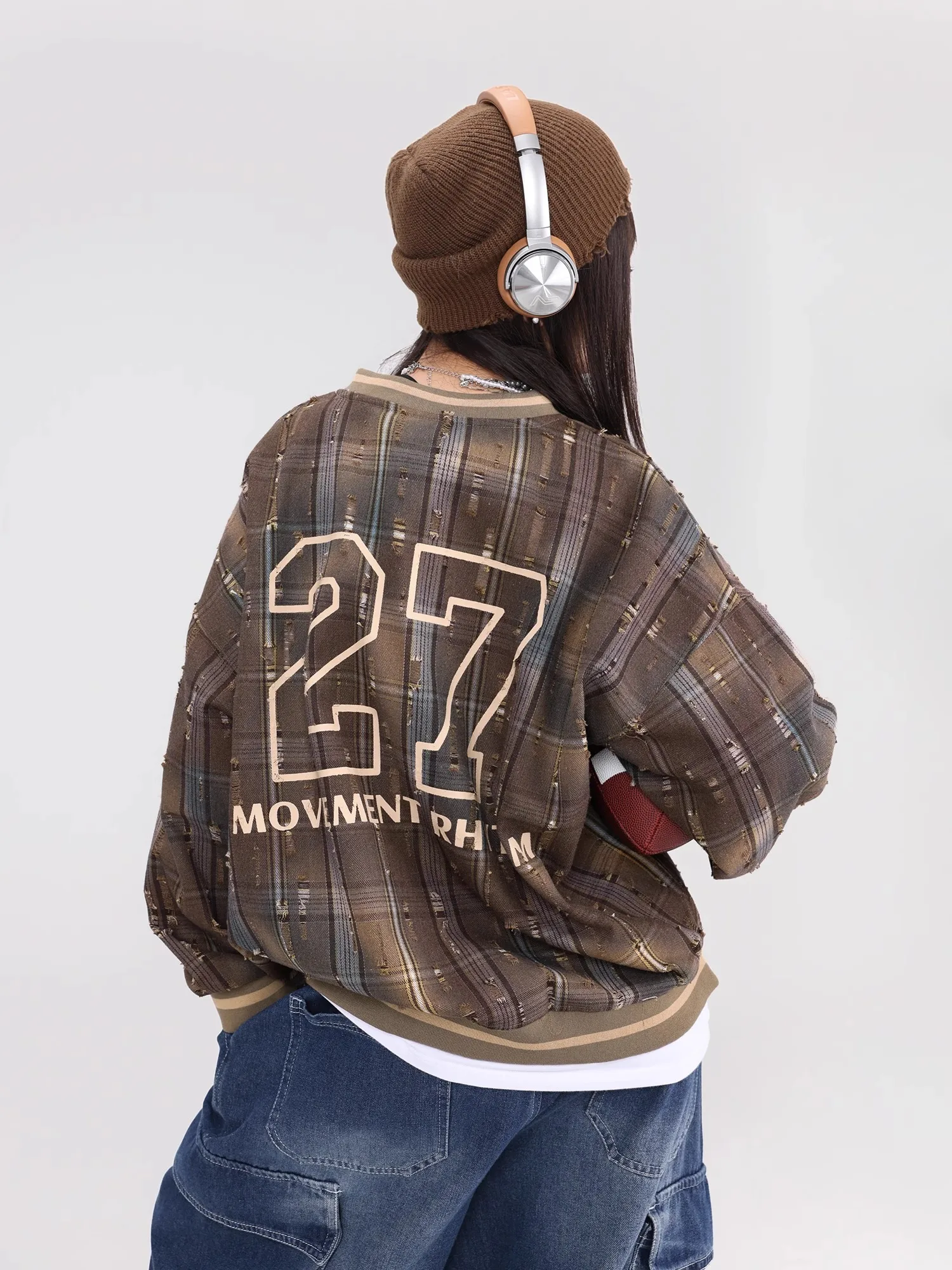 CBXLAB Street Dance Women' s Plaid Patchwork Hip-Hop Baseball Jacket American Nomadic Style Jacket K-pop Spicy Girl Jacket