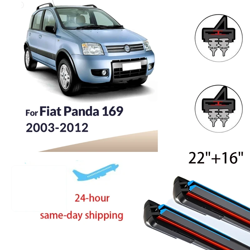 

For Fiat Panda 169 2003-2012 2004 2005 2006 2007 Wiper Front Wiper Blades Windshield Windscreen Window Brushes 22"+16"