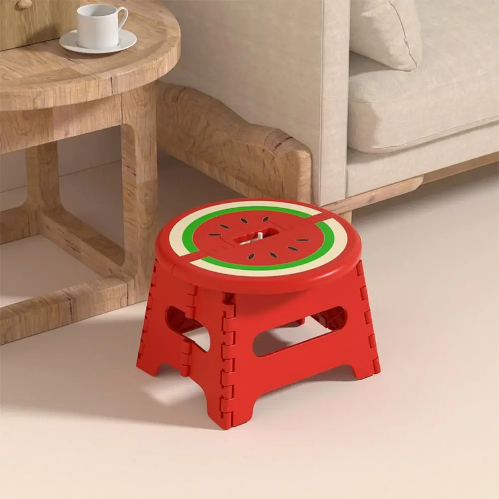 Creative Thickened Folding Stool Non-Slip Sturdy Kids Step Stool Safety Locks Fruit Shape Low Chair Bedroom
