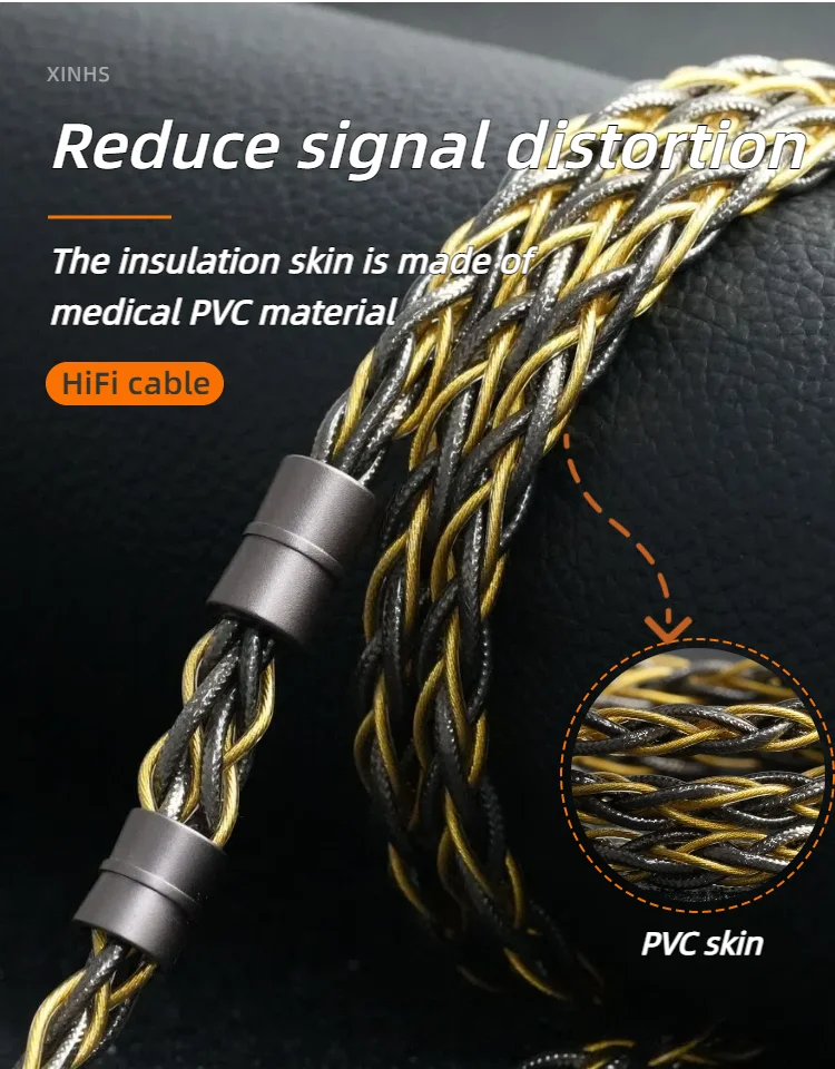 XINHS Dark Moon HiFi-Kopfhörer-Upgrade-Kabel, drei Frequenzen, symmetrisch, hohe Auflösung, 0,78 mm MMCX IE900, geeignet für Sennheiser – Detail 3