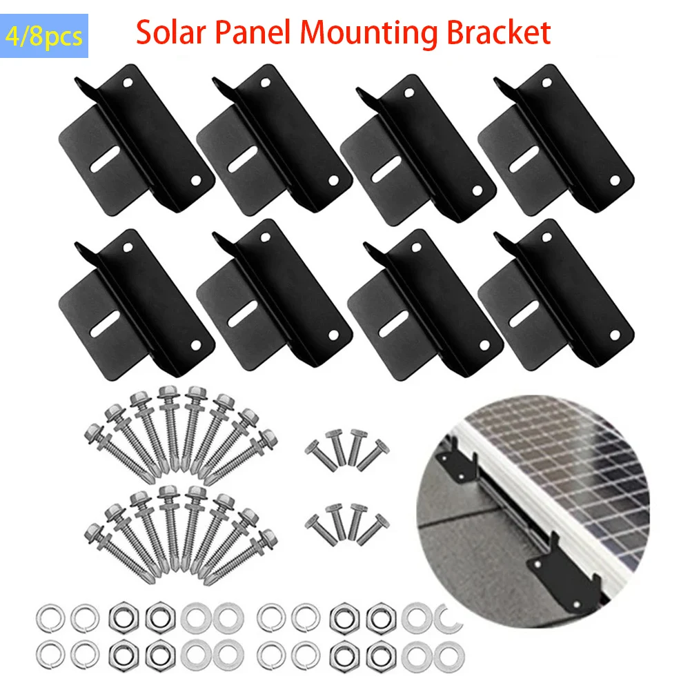 

4/8pcs Solar Panel Mounting Bracket Aluminum Z Type Bracket PV Panel Roof Mounting Bracket Solar Mount Kit For RV Boat Roof