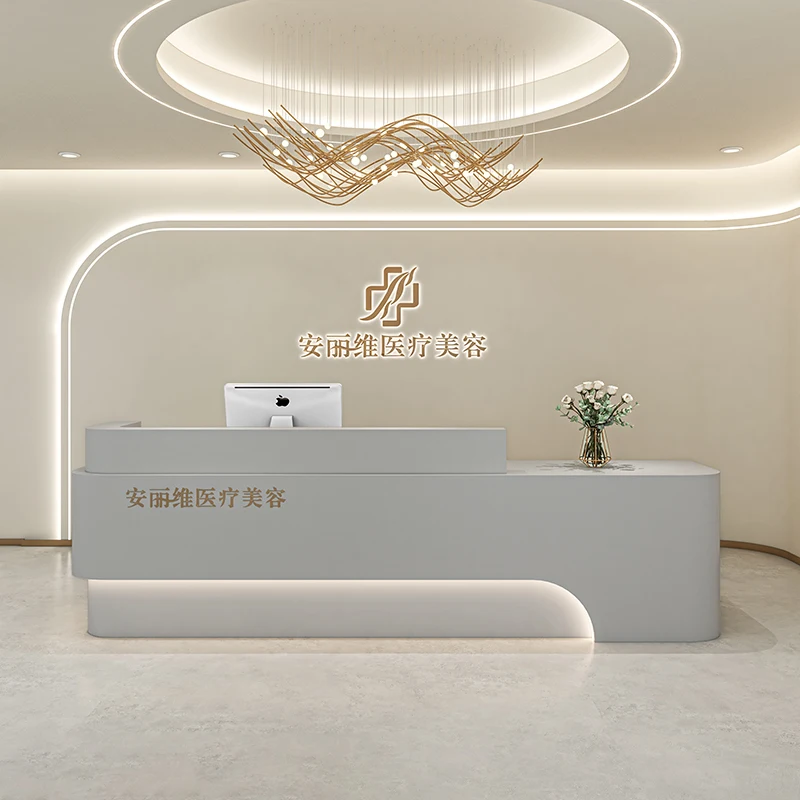الخروج مكتب الاستقبال مكتب الاستقبال صالون تجميل U شكل مكاتب الاستقبال الكلاسيكية الحديثة عيادة Mostrador أثاث الاستقبال