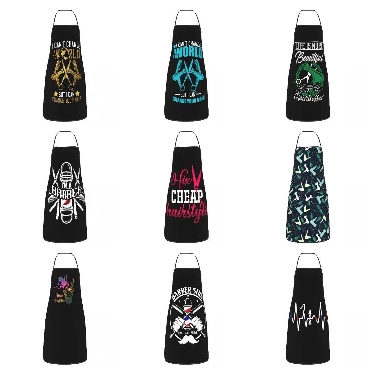 Funny Hairdresser Quotes Bib Aprons Women Men Unisex Kitchen Chef Hairstylist Barber Tablier Cuisine for Cooking Baking Painting