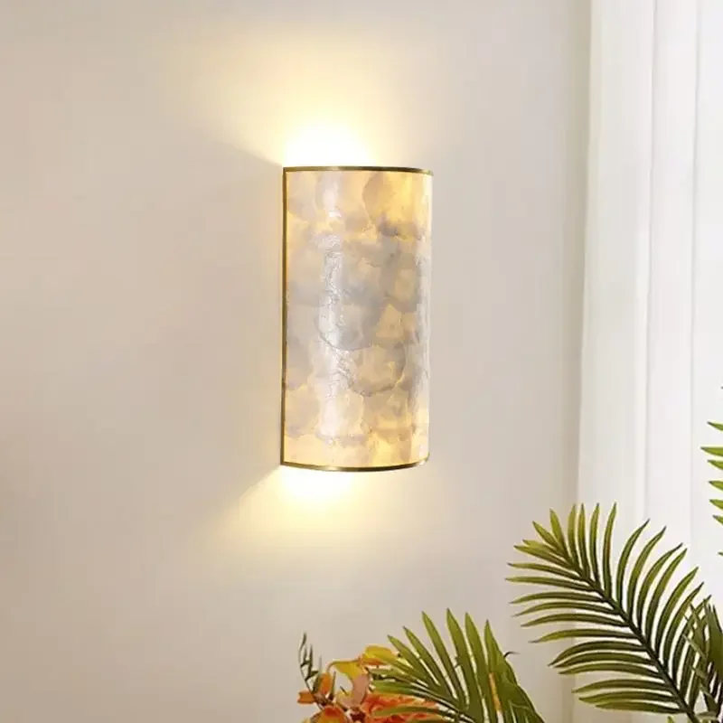

New American Style Natural Shell Wall Lamp Creative Simple Art Living Room Bedroom Decor Light
