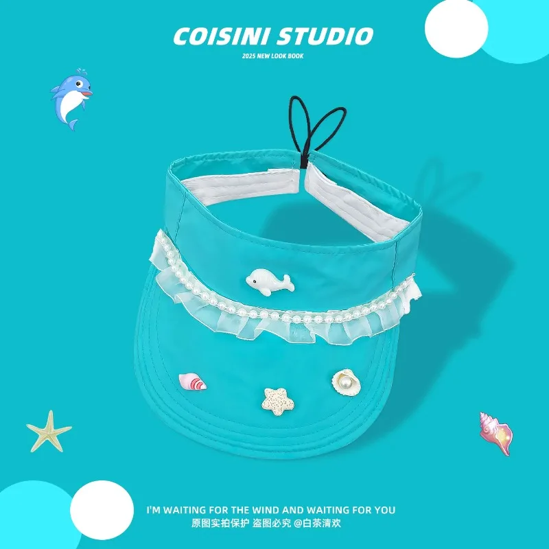 

Корейская версия милой маленькой свежей ракушки, морской звезды, кружевной пустой цилиндр, женская летняя уличная солнцезащитная кепка для отдыха на берегу моря