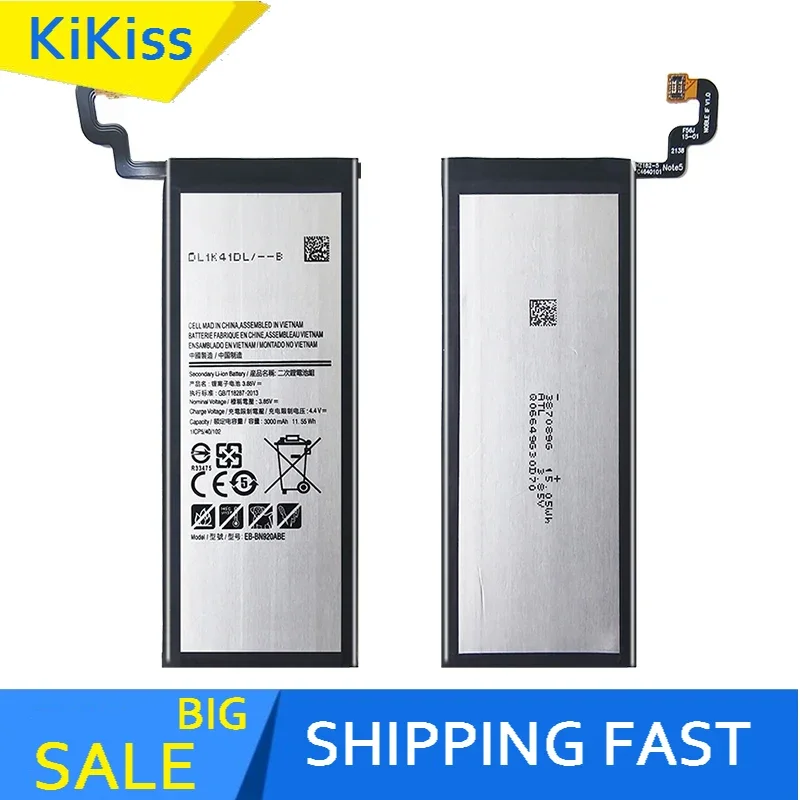 Battery EB-BN920ABE 3000Mah For Samsung GALAXY Note 5 N9200 N920t N920c Note5 SM-N9208 Bateria