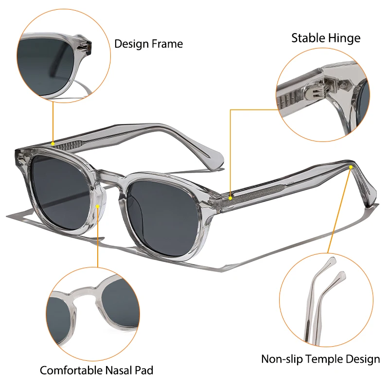 CATERSIDE Retro Männer Sonnenbrille Runde Punk Propionsäure Pin Tempel Luxus Sonnenbrille Frauen Sport Freizeit Party Brillen UV400 – Detail 4
