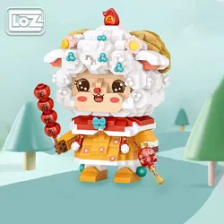 Loz Sheep Eyebrow Spitting Micro Particle Building Blocks Assembling Doll Toy National Fashion National Style Cartoon Sheep