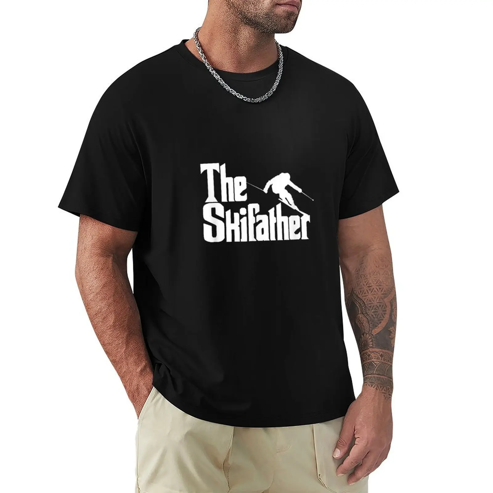 

The Skifather Ski Skiing Skier Winter Sports Snow Mountains T-Shirt summer tops customs design your own mens clothing