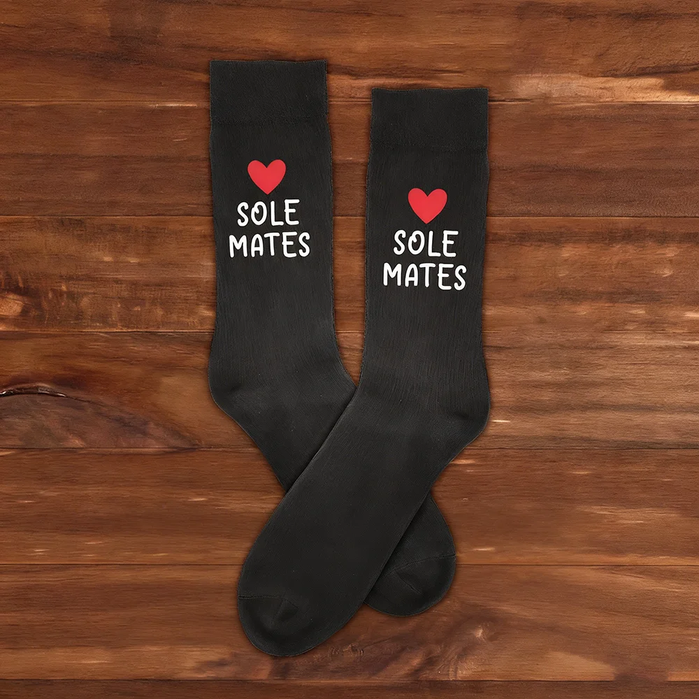 

1Pair Sole Mates Pun Funny Socks Novelty Valentine Anniversary Gift for Him Her Joke Present for Boyfriend Husband Girlfriend
