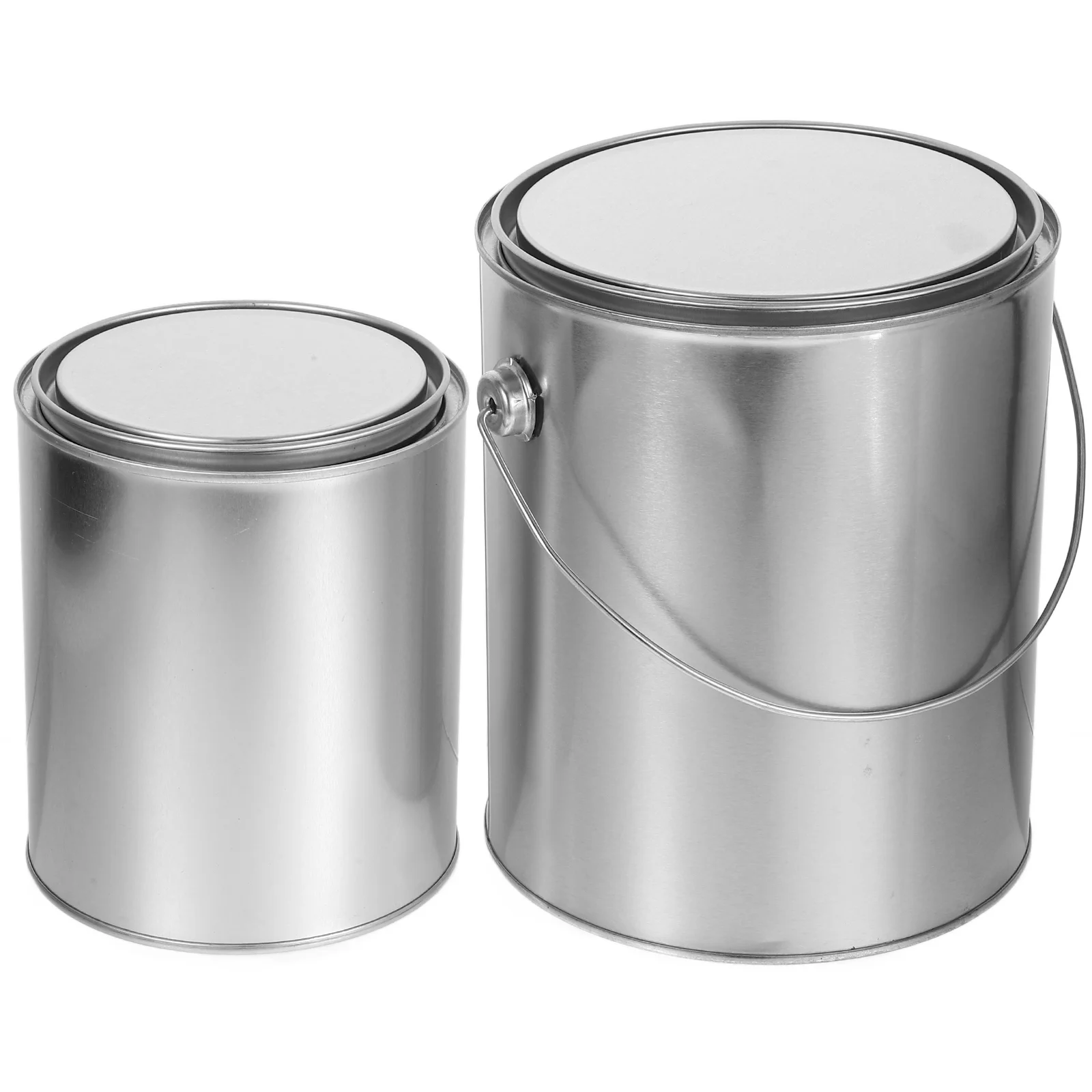 

2 Pcs Tin Can Asphalt Iron Barrel 1530X1300X1300CM Bucket with Lid Oil Paint