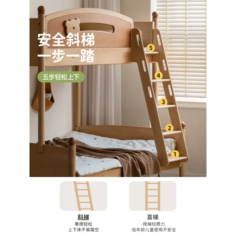 Crianças de madeira maciça dentro e fora da cama