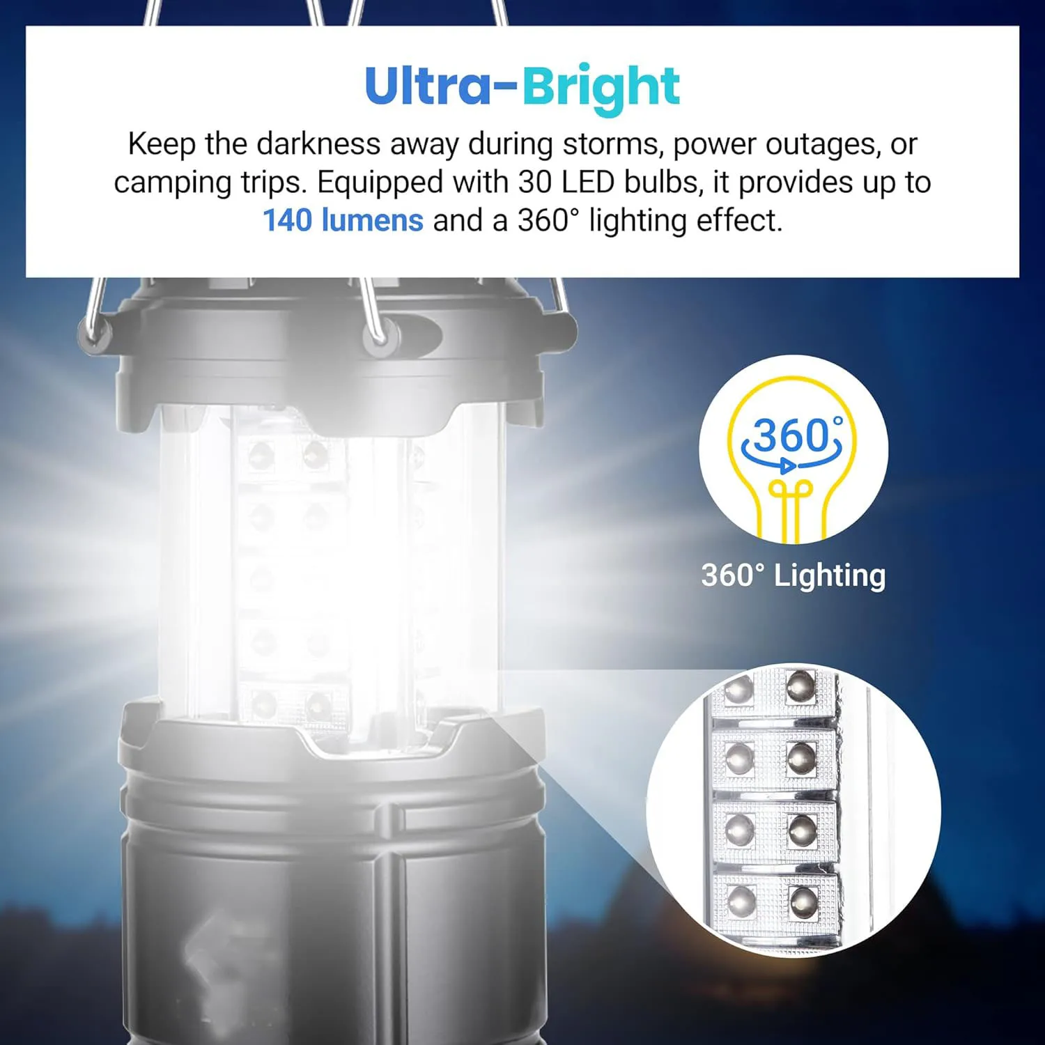 Lantern Camping Essentials , Led Flashlight for Power Outages, Battery Operated Lights for Emergency Supplies