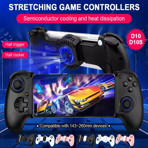 NEW BSP D10 D10S Stretching Cooling Game Controller For SWITCH/Android/Apple IOS Tablet /PS3/PS4 ForXBOX Gamepad Streaming