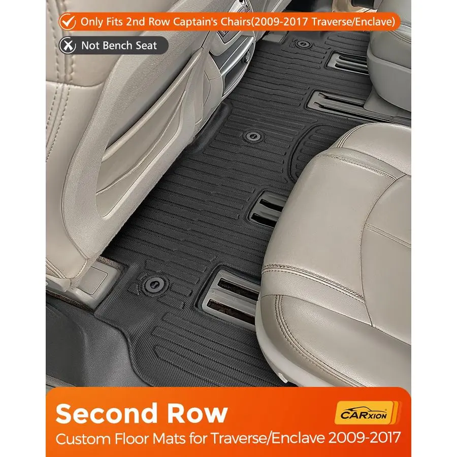 سجادات أرضية لـ Traverse Enclave 20092017فقط مع مقاعد دلو الصف الثاني وبطانة صندوق البضائع، وملحقات مطاطية لجميع الأحوال الجوية #5
