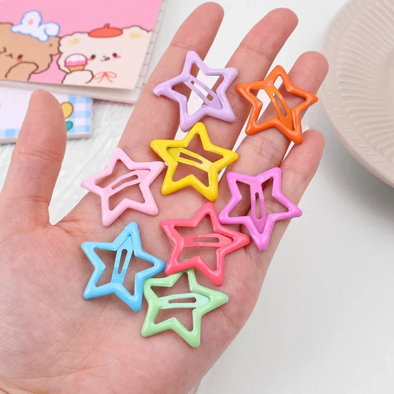 Colorido Metal Snap Clips para Meninas, Star Barrettes, BB Hairpin, Crab Stick, Bobby Pin, Headwear, Acessórios para Cabelo, Mulheres, Y2K, 10-50Pcs