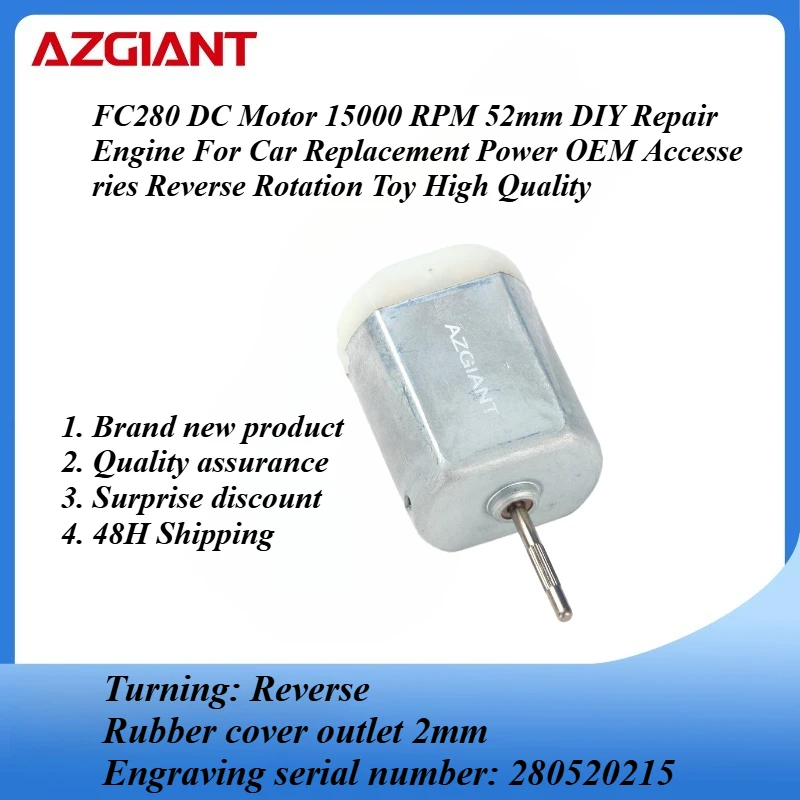 

FC280 двигатель постоянного тока 15000 об/мин 52 мм DIY ремонт двигателя для замены автомобиля мощность OEM аксессуары обратное вращение игрушка высокое качество