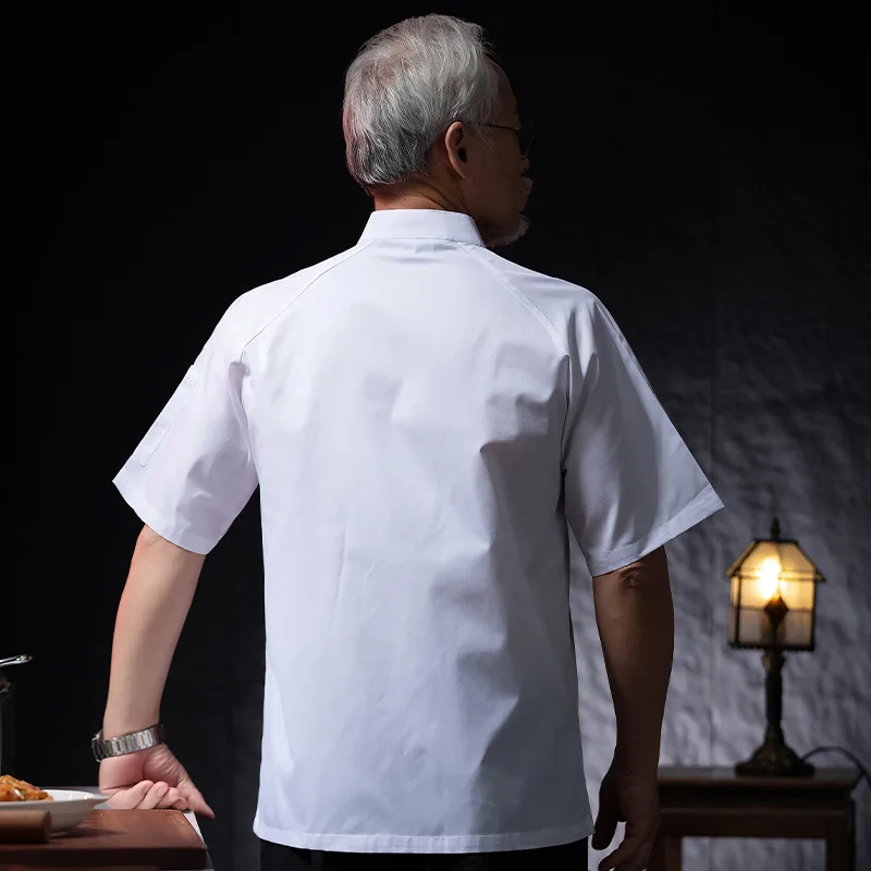 Hotel restaurante cozinha trabalho uniforme manga curta chef jaqueta padaria pastelaria chef verão branco casaco de cozinha
