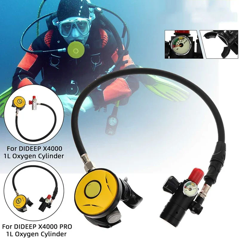 Diving Equipment For 1L Scuba Oxygen Cylinder Breathing Valve Snorkeling Diving Air Tank Regulator With Mouthpiece