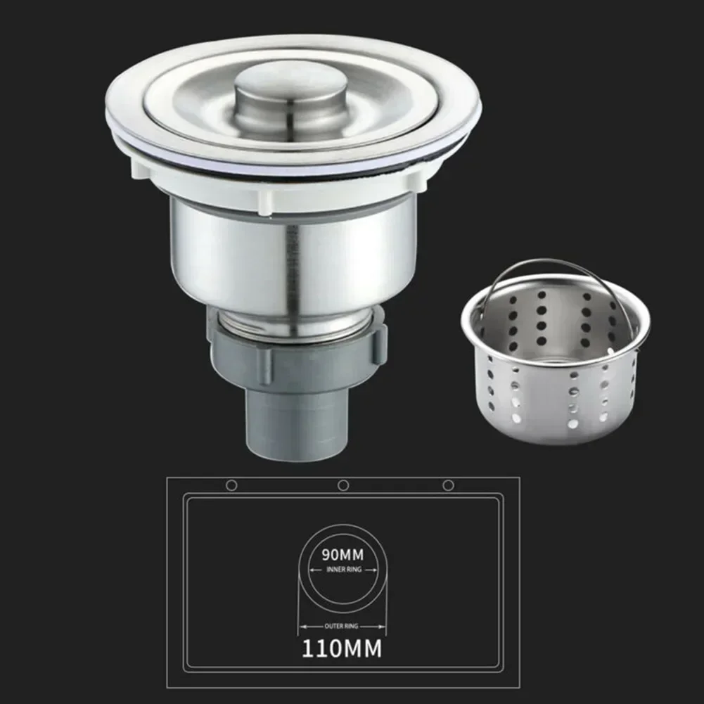 1pc Kitchen Sink Waste Strainer Plug Drain Replacement Made Of Stainless Steel Material Fit For Any Standard Kitchen Sink