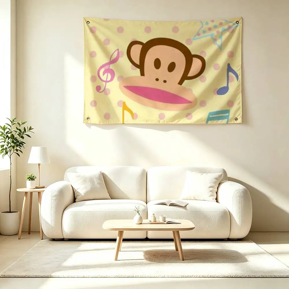 C-Classic Cartoon Paul Frank Julius  Flags Wall Hanging Tapestry Outdoor Garage Room Decorative flag Background Blanket