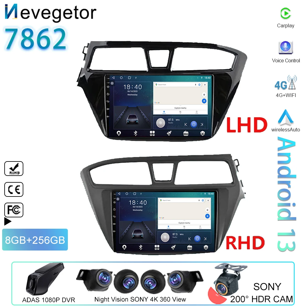 

GPS For Hyundai I20 LHD 2015 2016 2017 2018 Compatible With Europe Model Player Android Auto Car Radio Rear Camera No 2 din DVD