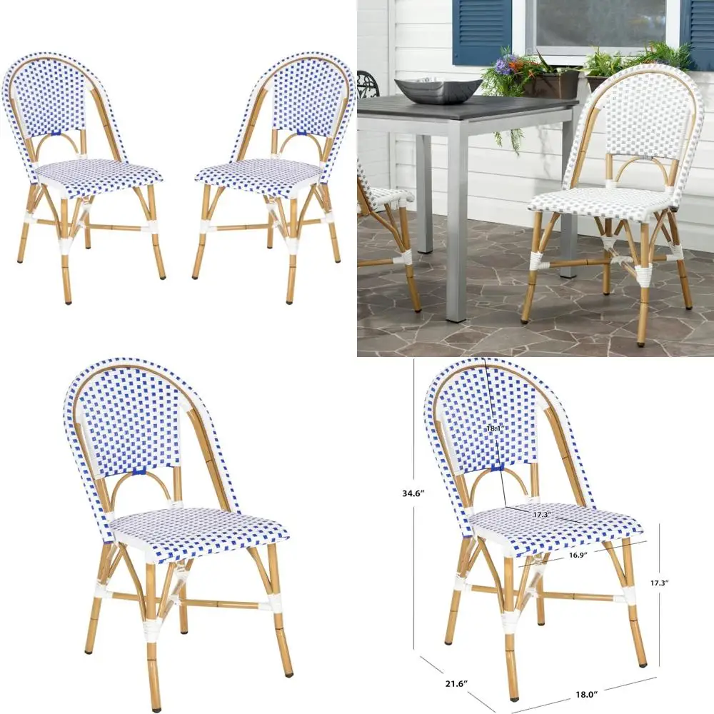 

Hooper Blue and White Indoor-Outdoor Stackable Side Chairs Set of 2