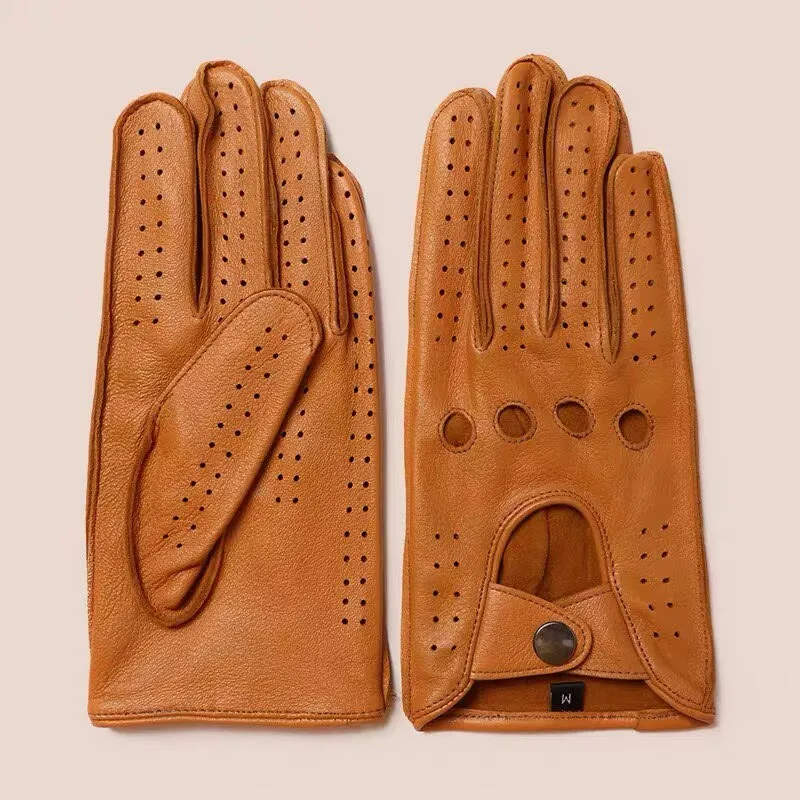 Men\'s Motorcycle Genuine Leather Gloves Sheepskin Gloves Fashion Women Summer Breathable Driving Gloves Men\'s Mittens S-XL