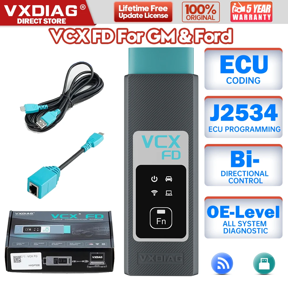 

2024 VXDIAG VCX FD For GM For Opel For Ford/Mazda 2 in 1 Coding J2534 Programming Car OBD2 Diagnostic Tools Support CAN FD DoIP