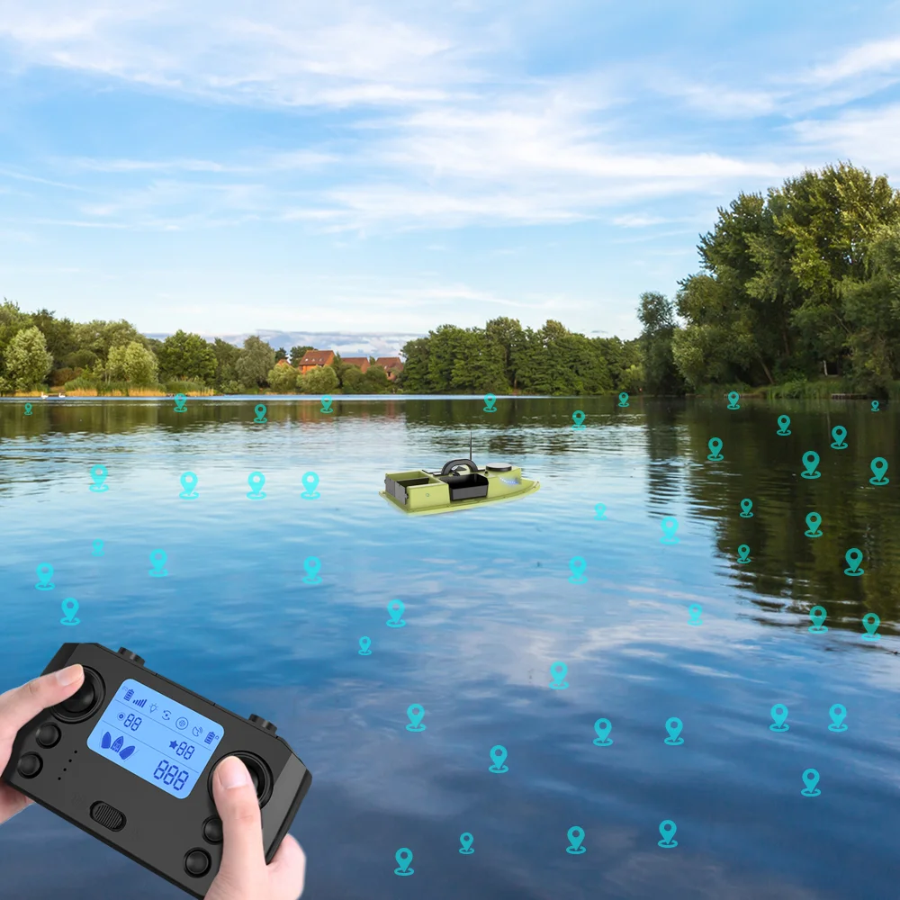 New GPS RC Bait Boat 500m Control Distance With Fish Finder 12V Brush Motor Smart Remote‑Control Fishing Vessel