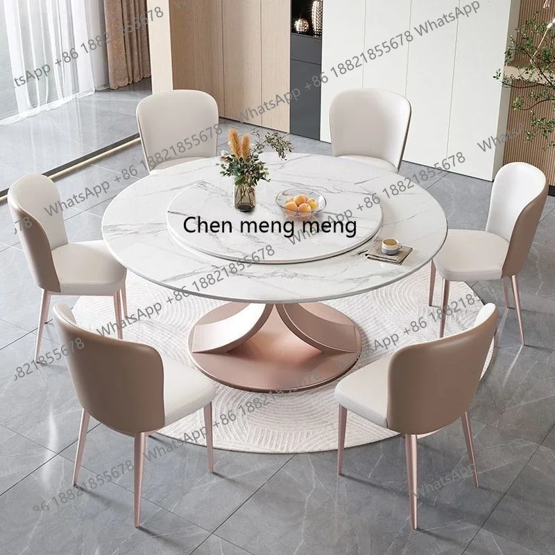 المبيعات الساخنة الراقية الخفيفة الفاخرة مشرق لوح الصخور طاولة طعام وكرسي مزيج المنزلية الحديثة طاولة طعام بسيطة مع تو #2