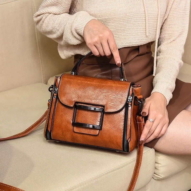 2023 Spring Real Genuine Leather Handbag Handbags Woman Small Vintage Crossbody Bags For Women Shoulder Messenger Bag Female