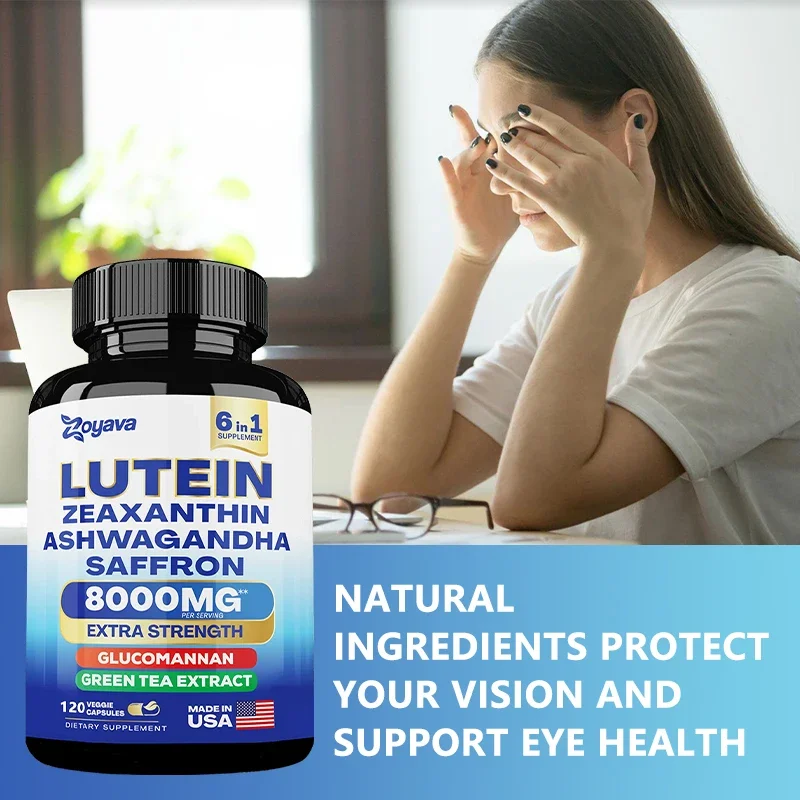 Lutein and Zeaxanthin Supplement - Eye Vitamins for Adults Eye Health Supplement with Glucomannan, Ashwagandha for Vision & Eyes