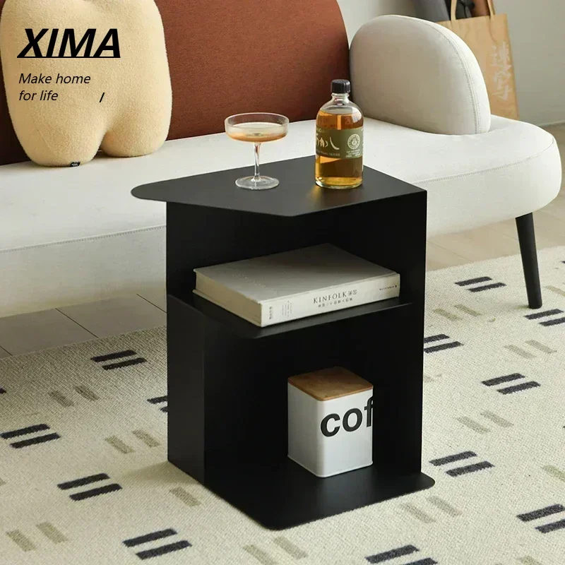 Iron Living Room Home Sofa Side Table Wear-resistant Geometric Coffee Table Bedroom Large-capacity Storage Rack Bedside Tables