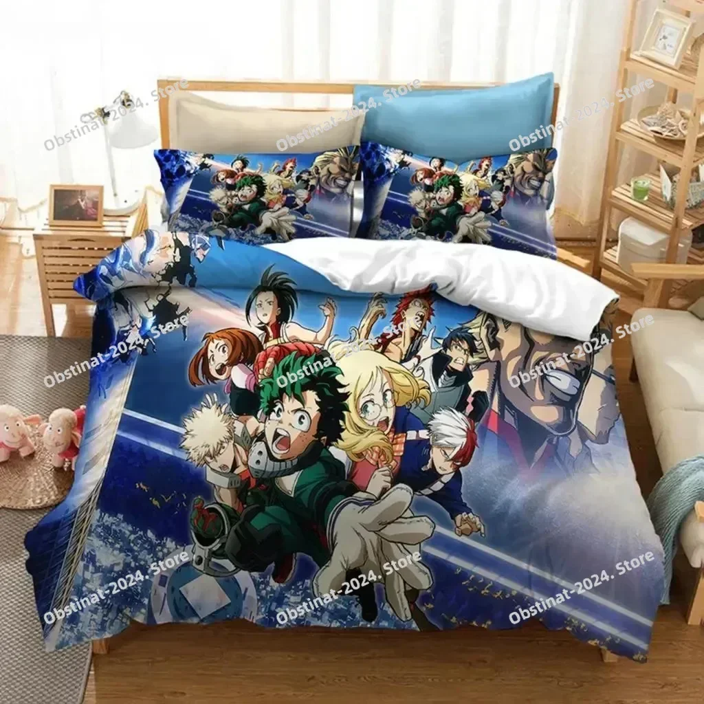 Anime My Hero Academia Bedding Set Printed With Pillowcase Bed Duvet Cover Soft Single Double Queen Super King Size Kids Adult