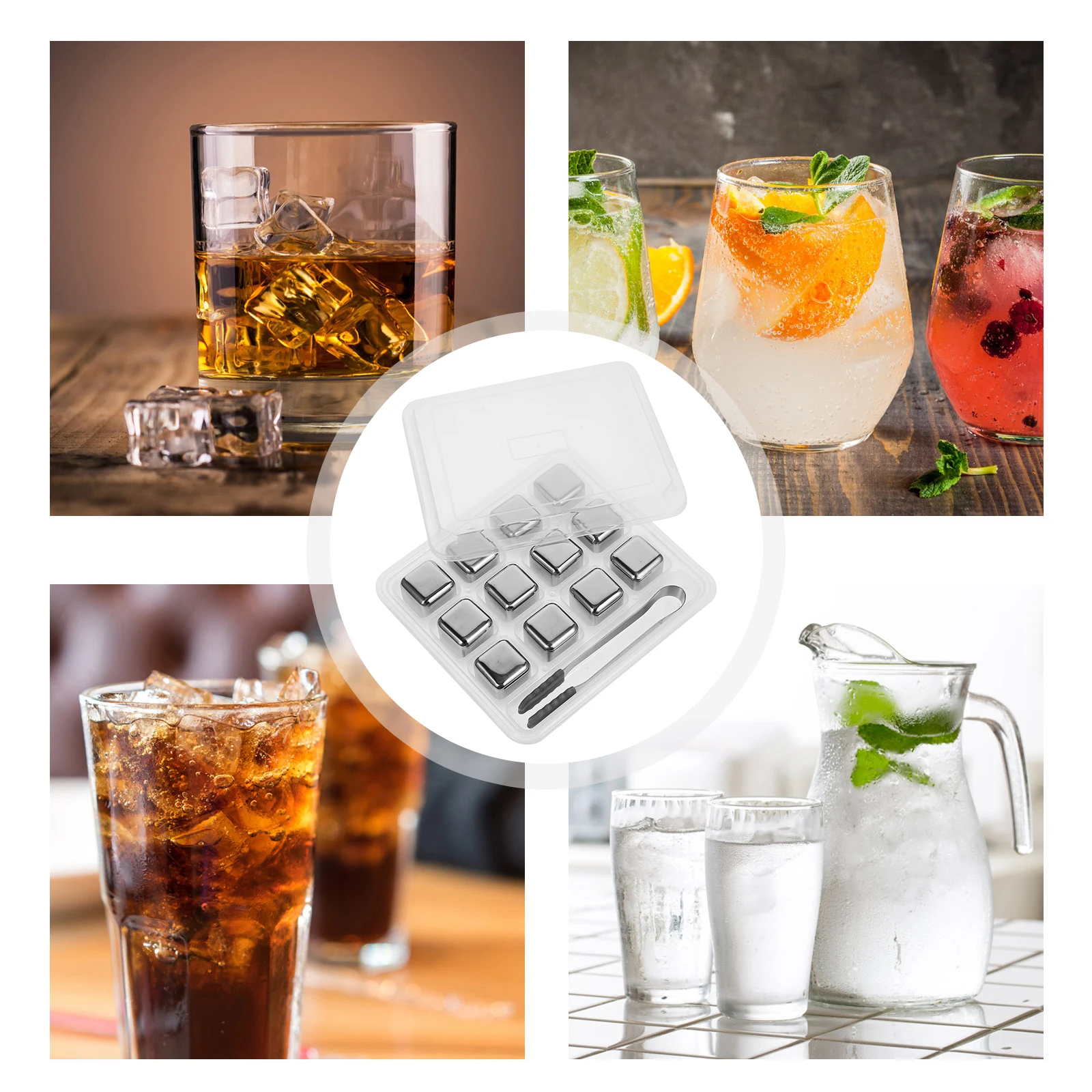 

Stainless Steel Ice Pellet Set Balls Reusable Beverage Cooling Stones for Drinks