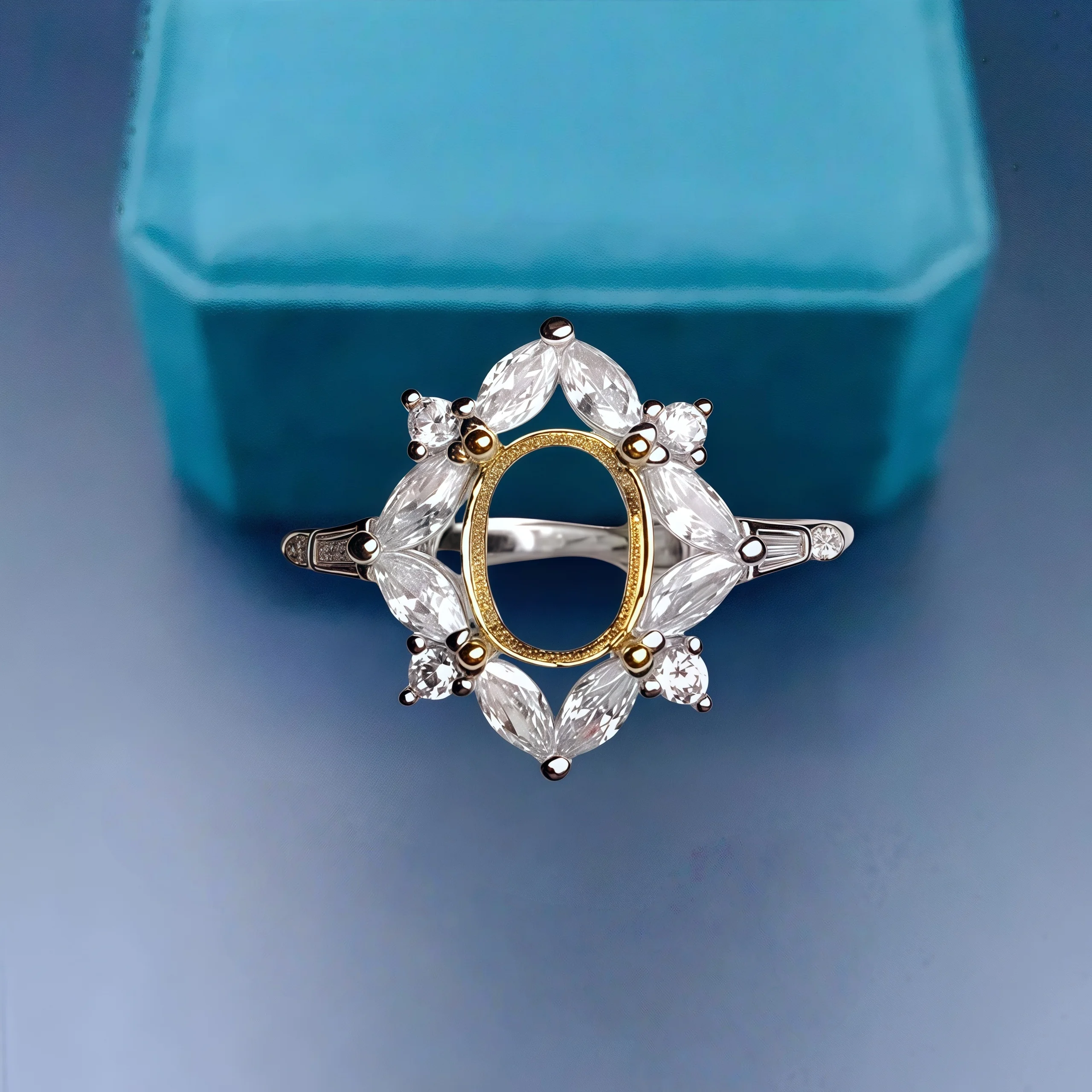 

L Real S925 Sterling Silver Setting 6*8mm Oval Stone Fashion Ring Holder DIY Empty Support for Women Fine Luxury Zircon Jewelry