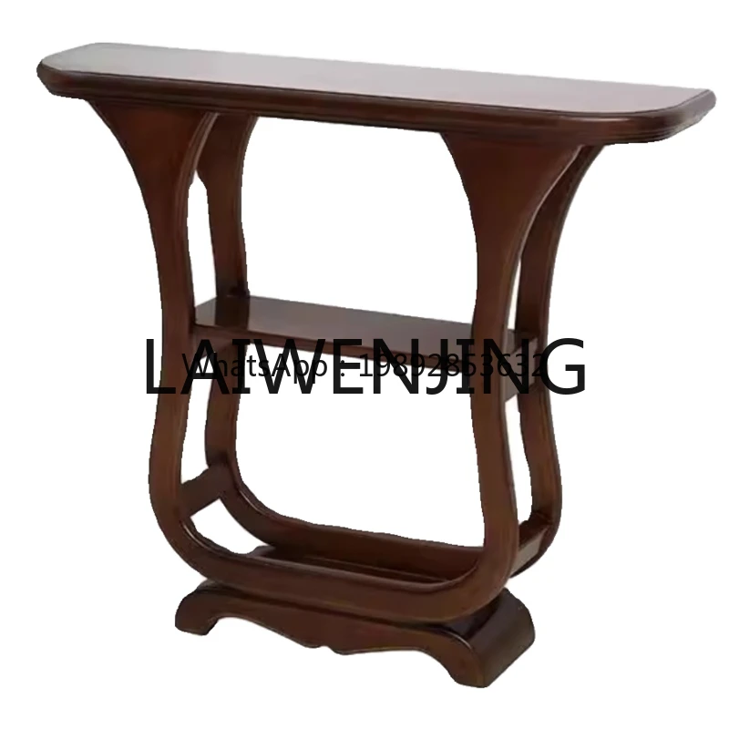 GZ Hotel Corridor End Console Solid Wood Wall a Long Narrow Table for Extremely Narrow American Style