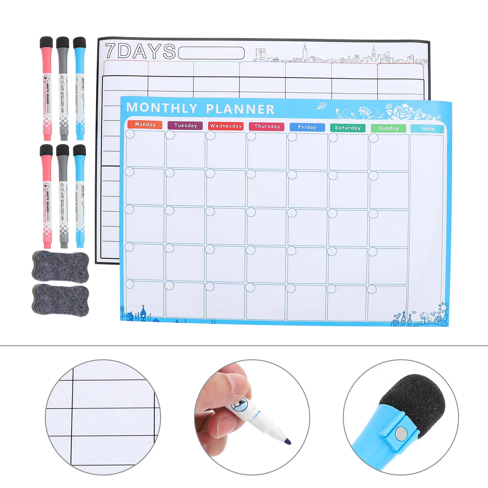 2-sets-magnetic-planner-whiteboard-home-planning-reminder-notice-fridge-memo-gadgets-pet-weekly-useful